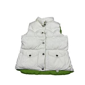 Y2K American Eagle Womens White Green Puffer Vest Reversible